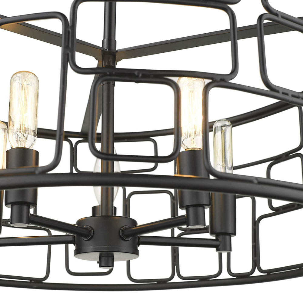 Amoret 5-Light Matte Black Convertible Pendant - Homeroots - Flyclothing LLC