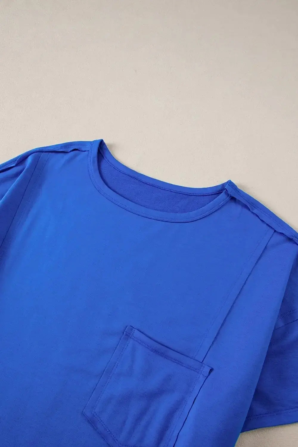 Patched Pocket Exposed Seam Oversize T-shirt - Trendsi - Flyclothing LLC