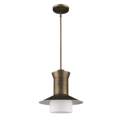 Greta 1-Light Raw Brass Pendant With Gloss White Interior And Etched Glass Shade - Homeroots