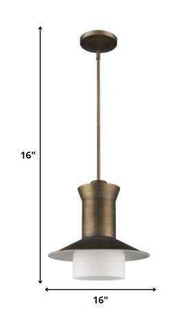 Greta 1-Light Raw Brass Pendant With Gloss White Interior And Etched Glass Shade - Homeroots - Flyclothing LLC