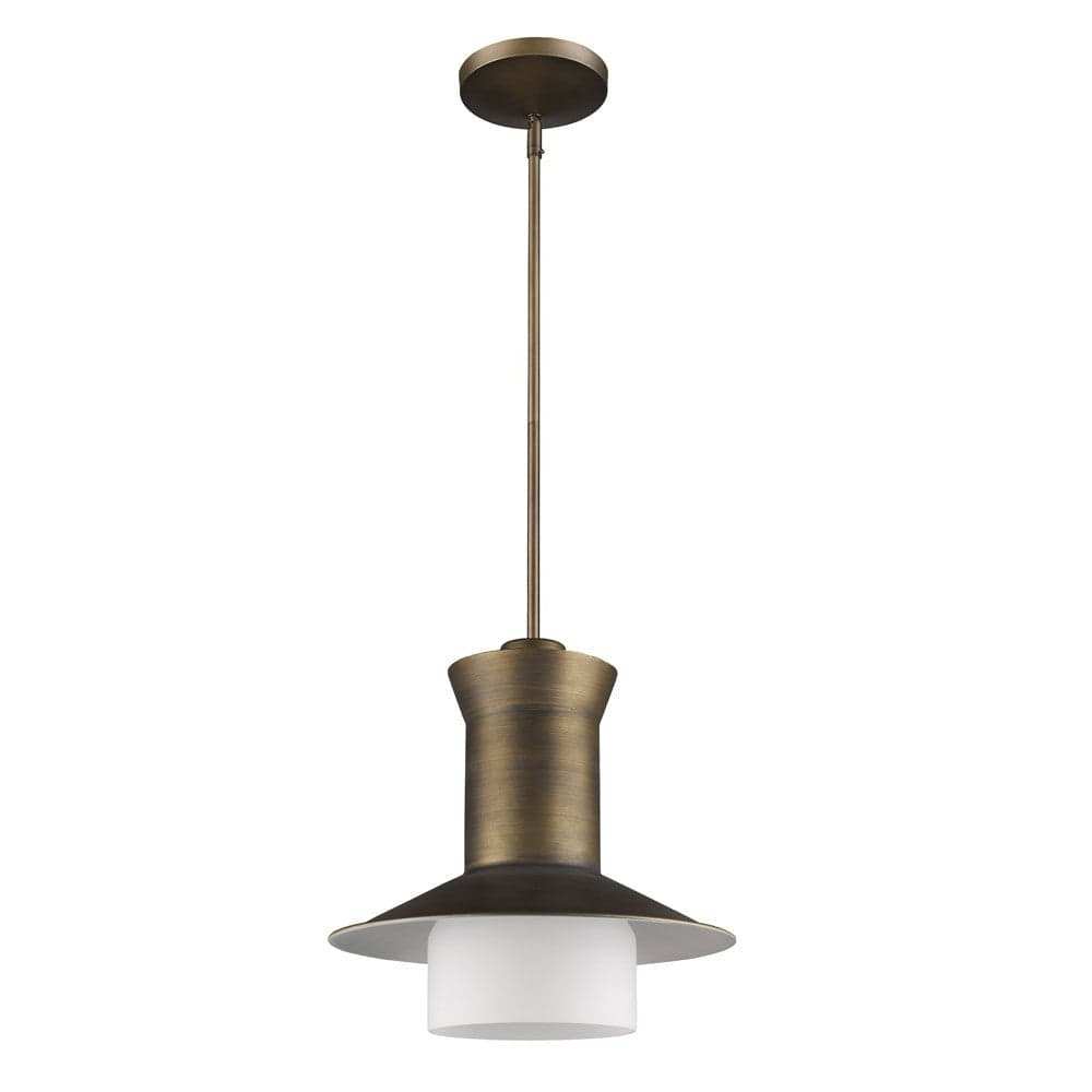 Greta 1-Light Raw Brass Pendant With Gloss White Interior And Etched Glass Shade - Homeroots - Flyclothing LLC