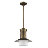 Greta 1-Light Raw Brass Pendant With Gloss White Interior And Etched Glass Shade - Homeroots