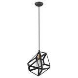 Hedron 1-Light Matte Black Pendant - Homeroots