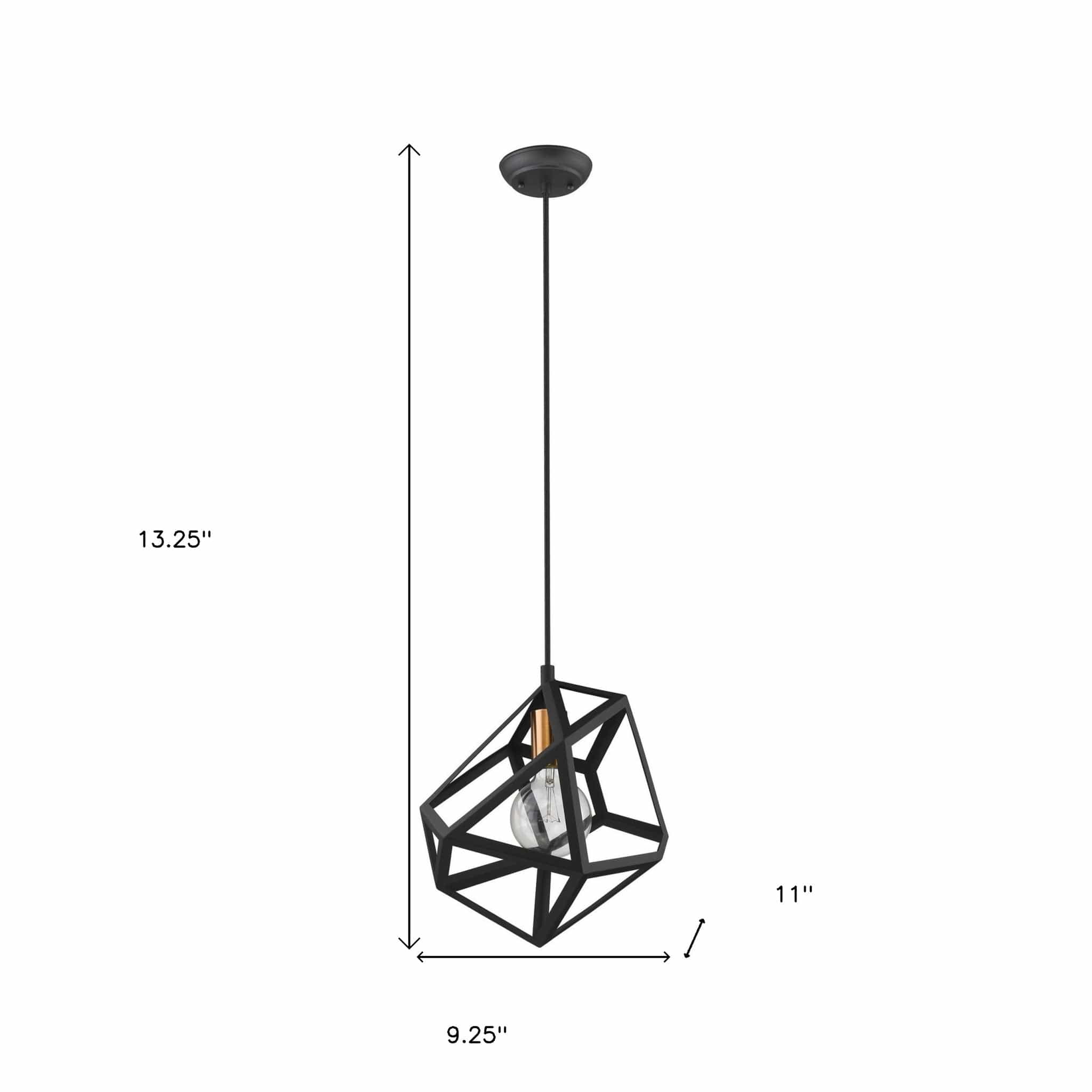 Hedron 1-Light Matte Black Pendant - Homeroots