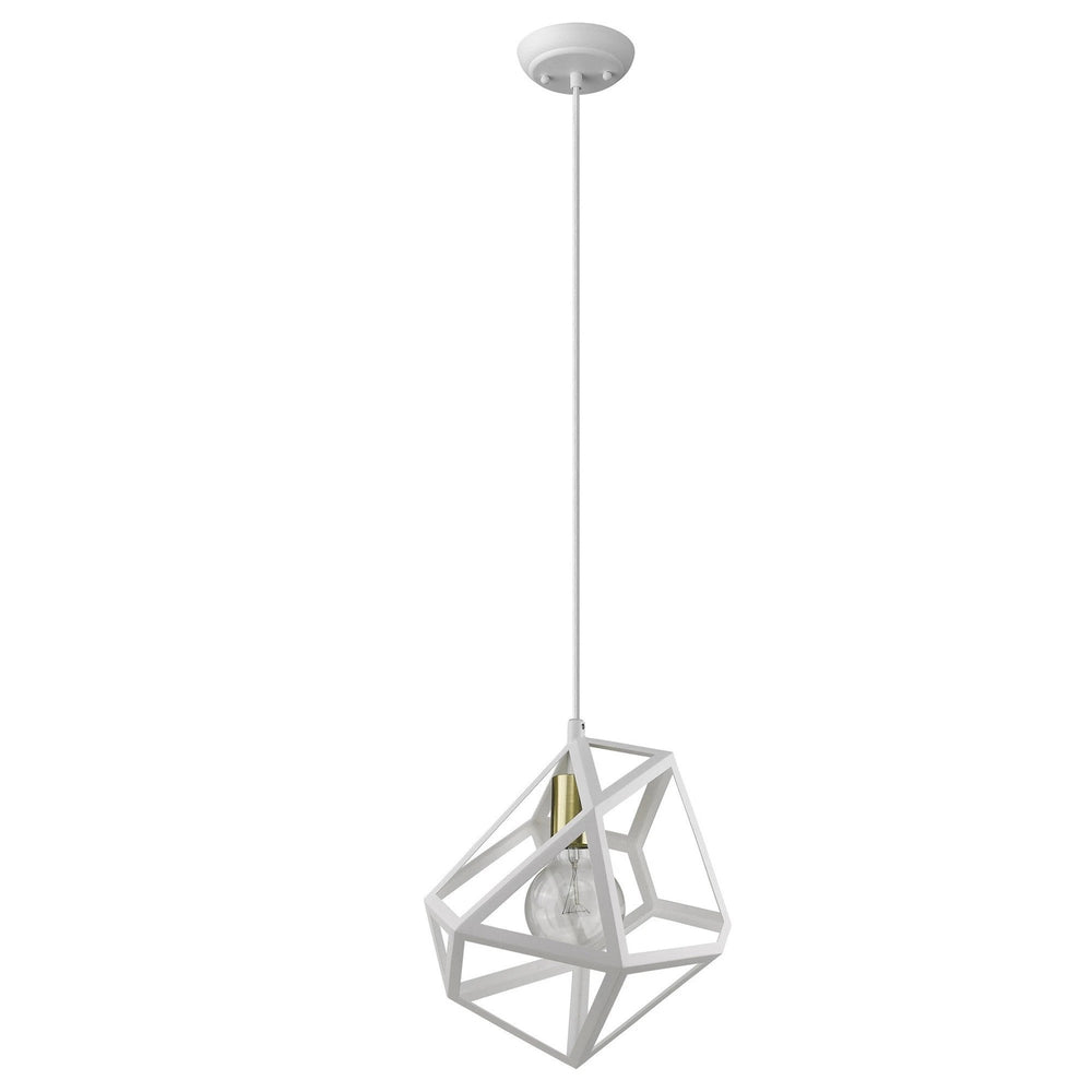 Hedron 1-Light White Pendant - Homeroots