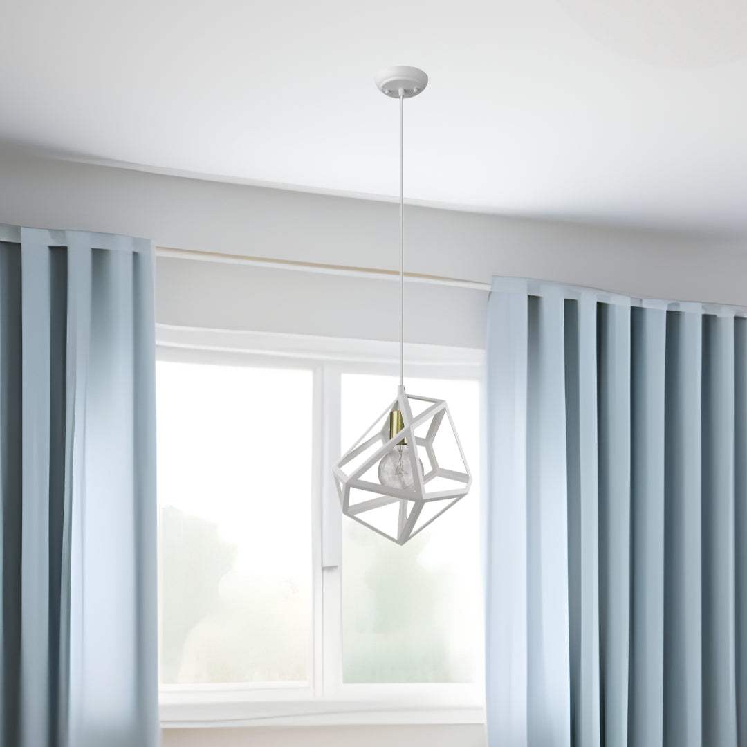 Hedron 1-Light White Pendant - Homeroots - Flyclothing LLC