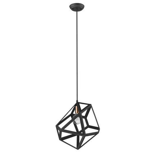 Hedron 1-Light Matte Black Pendant - Homeroots