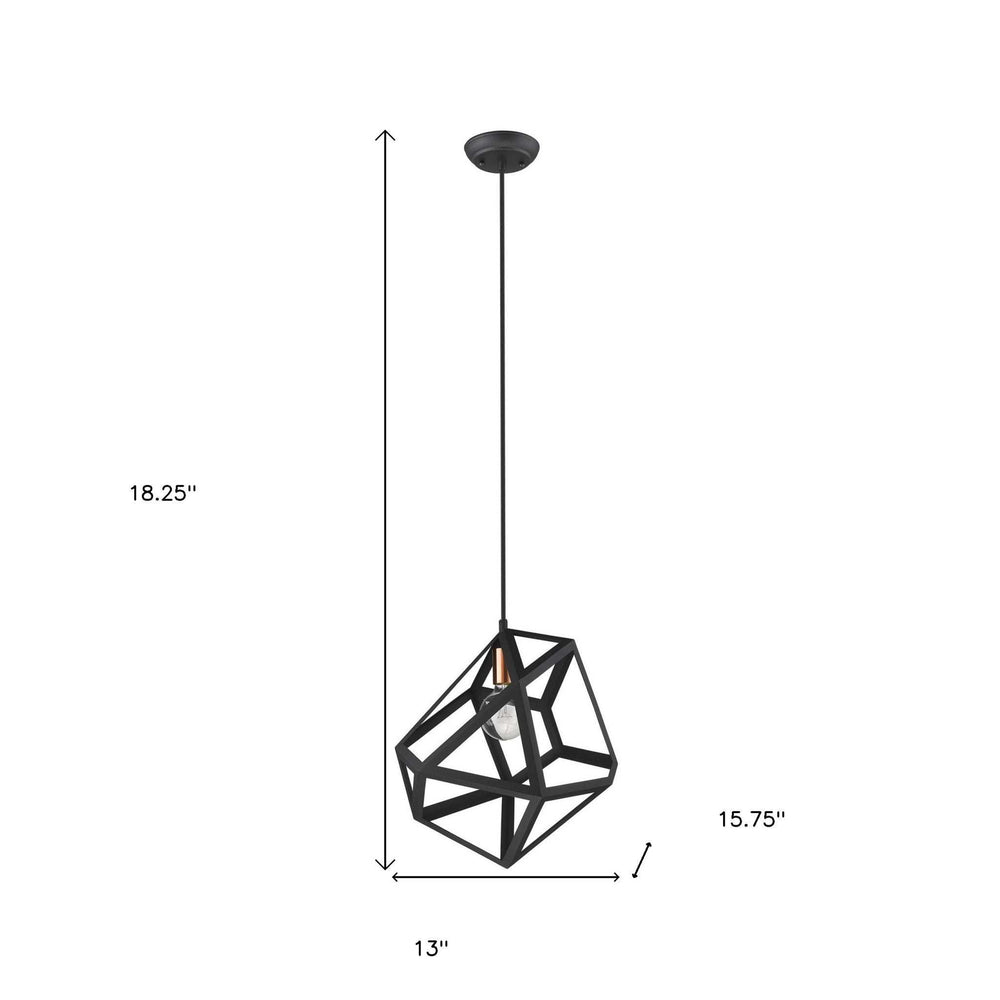 Hedron 1-Light Matte Black Pendant - Homeroots - Flyclothing LLC
