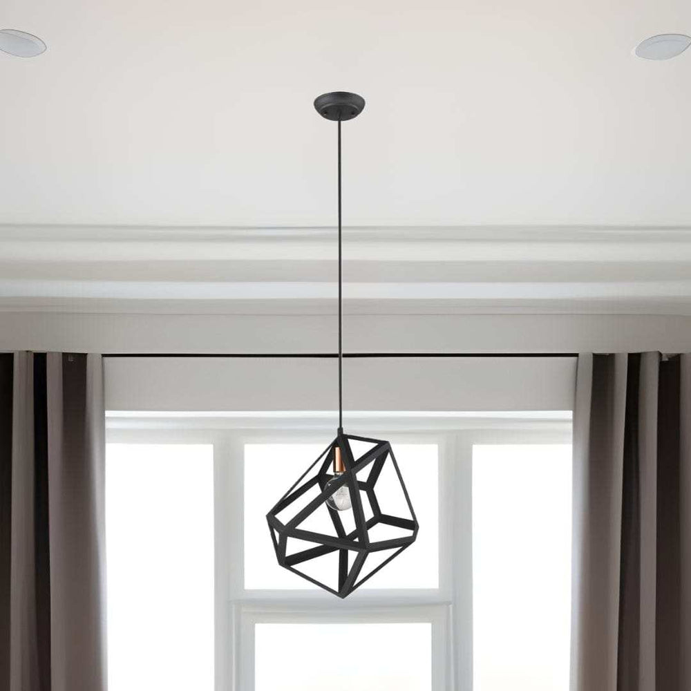 Hedron 1-Light Matte Black Pendant - Homeroots - Flyclothing LLC