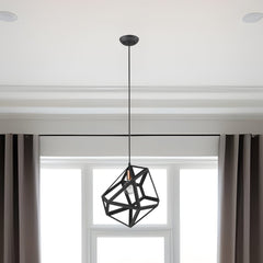 Hedron 1-Light Matte Black Pendant - Homeroots