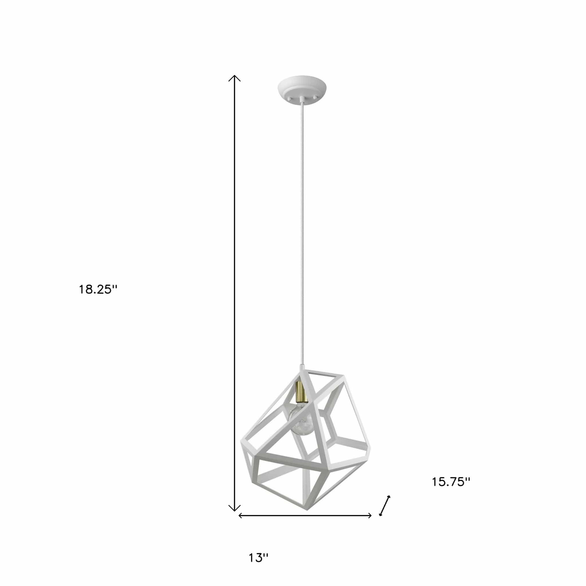 Hedron 1-Light White Pendant - Homeroots
