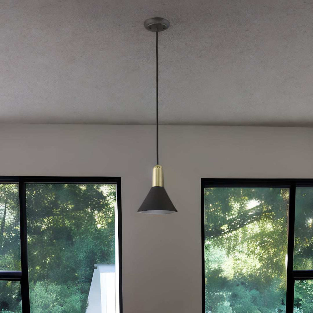 Matte Black and Gold Conical Pendant Hanging Light - Homeroots - Flyclothing LLC