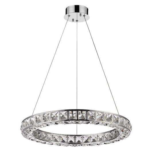 Silver Faux Crystal Bling Ring LED Hanging Light - Homeroots