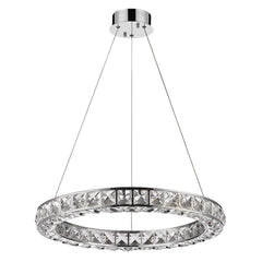 Silver Faux Crystal Bling Ring LED Hanging Light - Homeroots