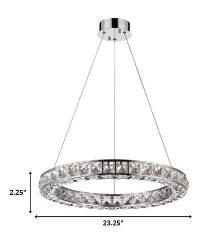 Silver Faux Crystal Bling Ring LED Hanging Light - Homeroots