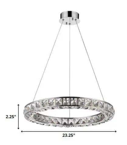Silver Faux Crystal Bling Ring LED Hanging Light - Homeroots - Flyclothing LLC