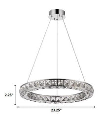Silver Faux Crystal Bling Ring LED Hanging Light - Homeroots