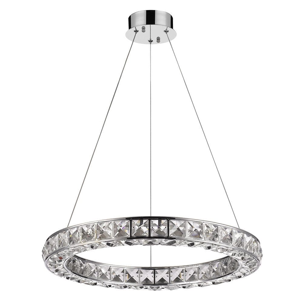 Silver Faux Crystal Bling Ring LED Hanging Light - Homeroots
