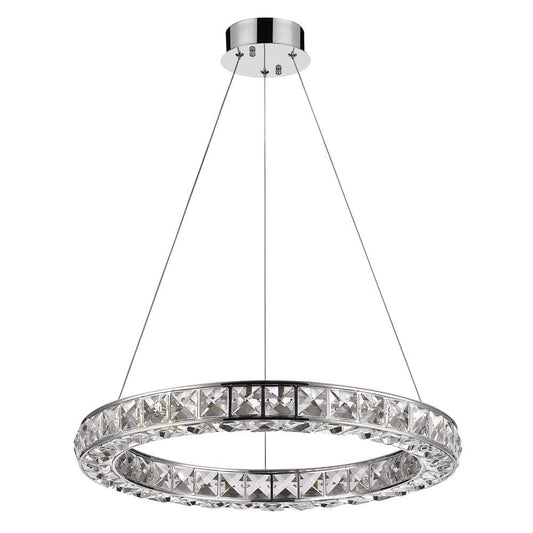 Silver Faux Crystal Bling Ring LED Hanging Light - Homeroots