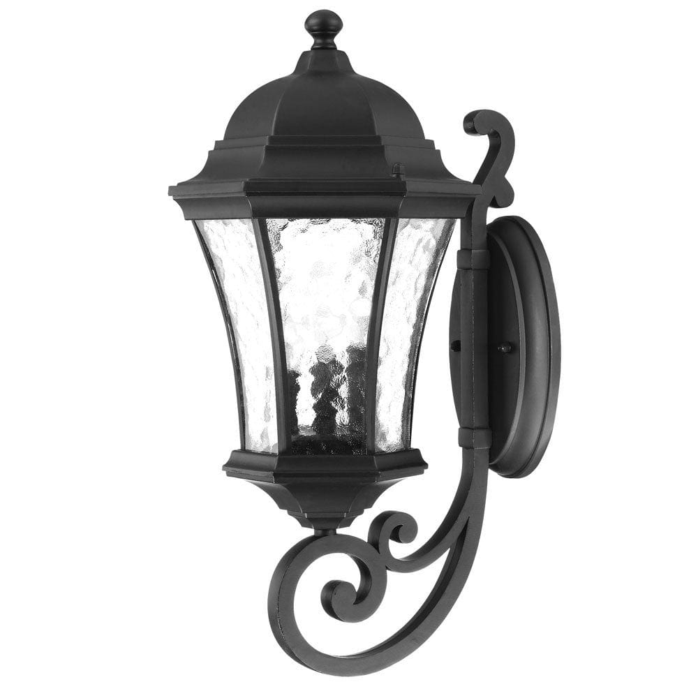 XL Matte Black Tapered Lantern Wall Light - Homeroots