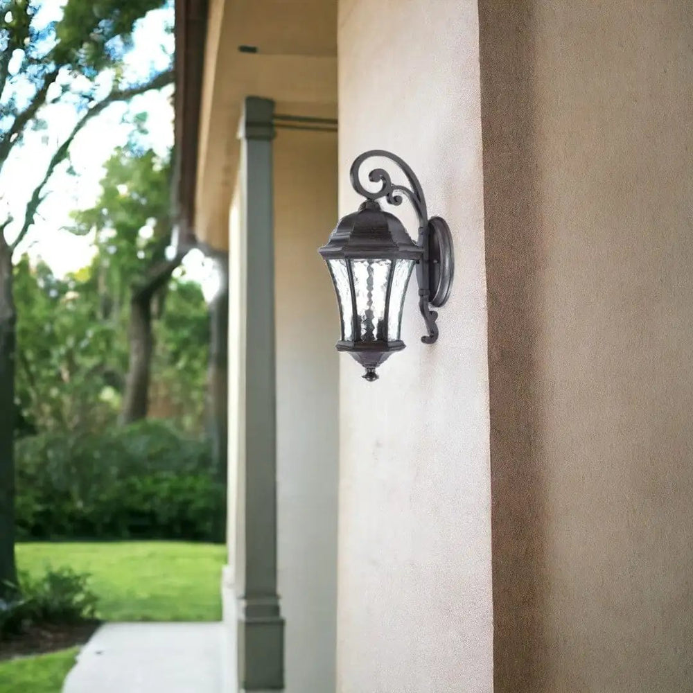 XL Antique Black Tapered Hanging Lantern Wall Light - Homeroots - Flyclothing LLC