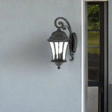 XL Matte Black Tapered Hanging Lantern Wall Light - Homeroots