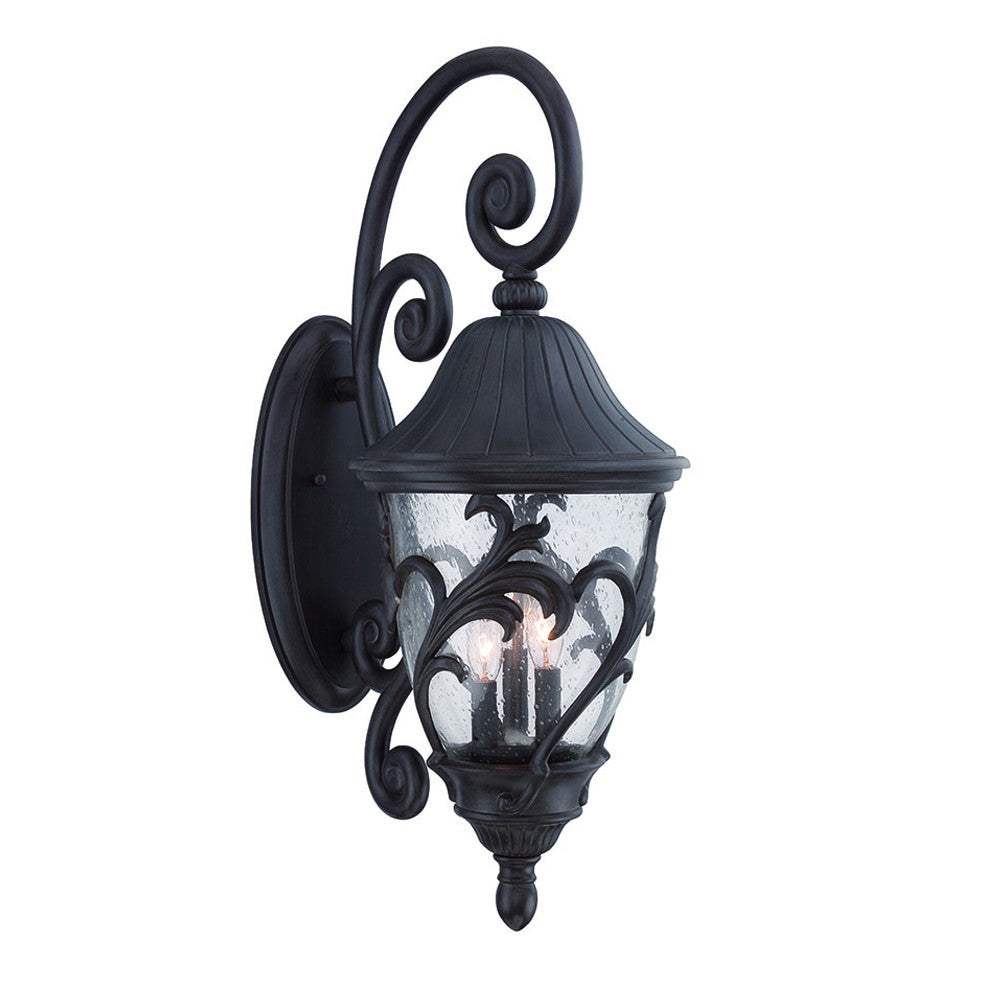 Three Light Matte Black Leaf Detail Wall Light - Homeroots - Flyclothing LLC