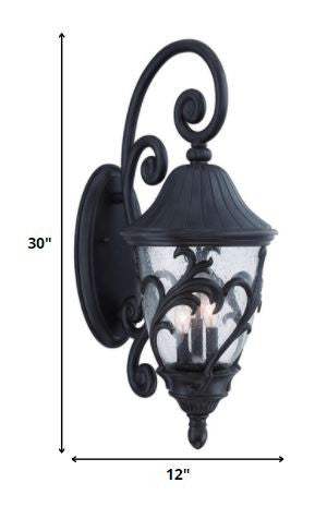 Three Light Matte Black Leaf Detail Wall Light - Homeroots - Flyclothing LLC