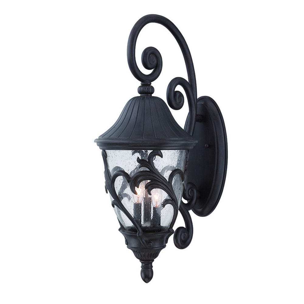 Three Light Matte Black Leaf Detail Wall Light - Homeroots - Flyclothing LLC