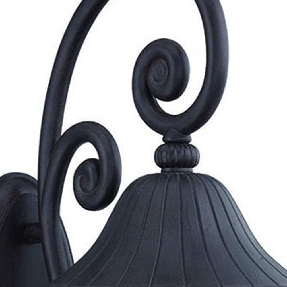 Three Light Matte Black Leaf Detail Wall Light - Homeroots - Flyclothing LLC