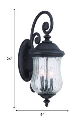 Three Light Matte Black Urn Shaped Wall Light - Homeroots
