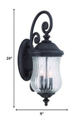 Three Light Matte Black Urn Shaped Wall Light - Homeroots