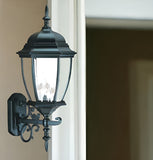Matte Black Ornamental Lantern Wall Light - Homeroots
