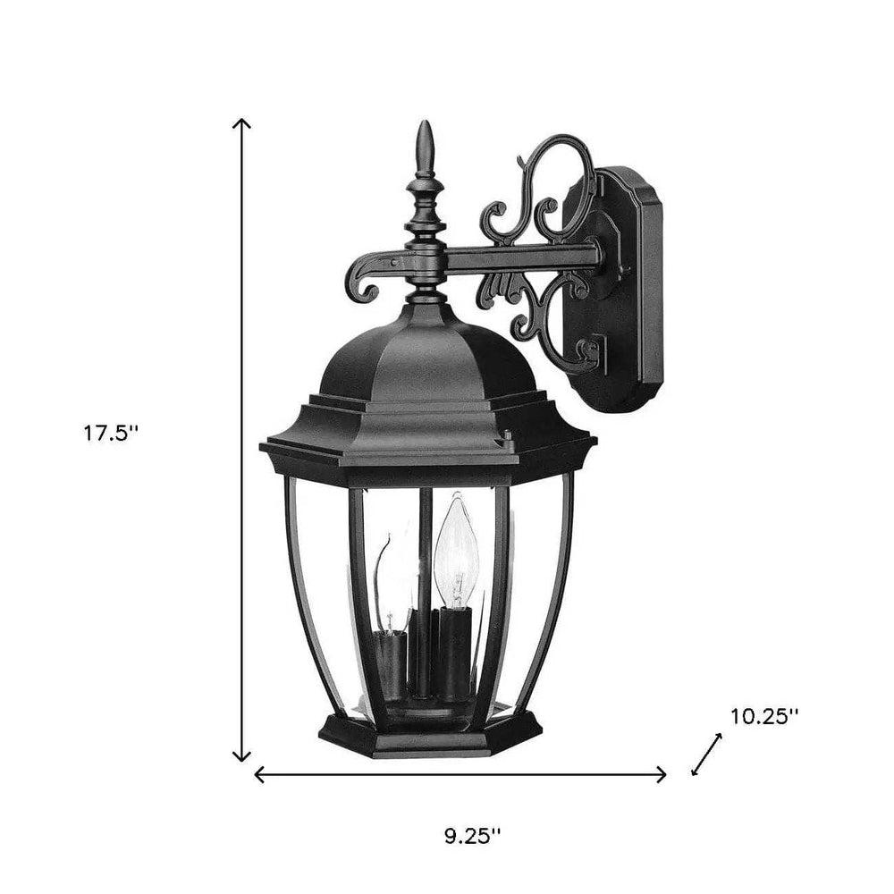 Three Light Matte Black Wide Hanging Lantern Wall Light - Homeroots - Flyclothing LLC