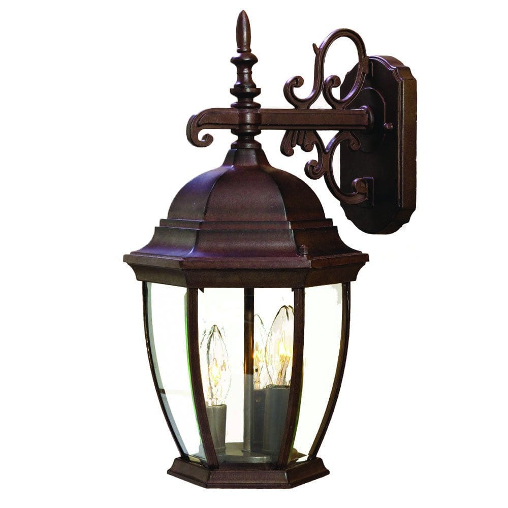 Three Light Dark Brown Wide Hanging Lantern Wall Light - Homeroots