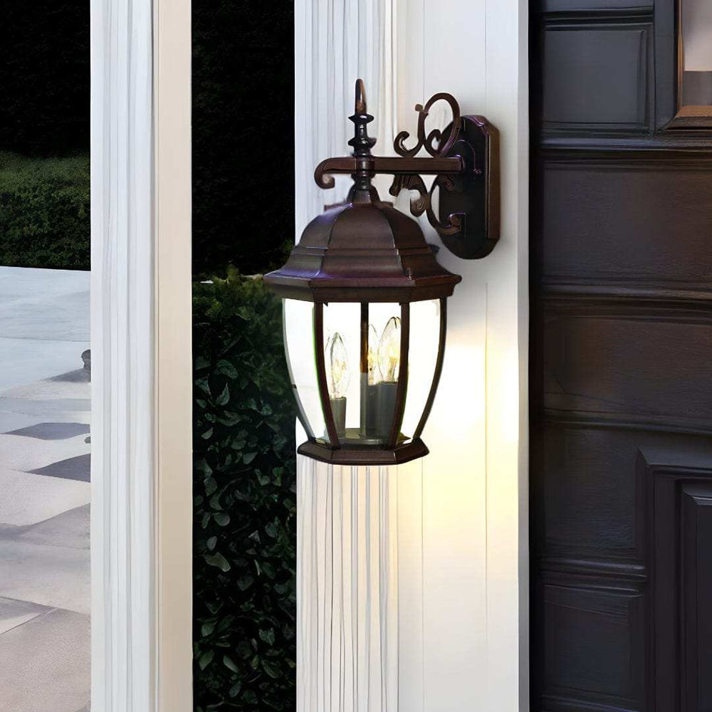 Three Light Dark Brown Wide Hanging Lantern Wall Light - Homeroots - Flyclothing LLC