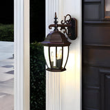 Three Light Dark Brown Wide Hanging Lantern Wall Light - Homeroots
