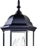 Three Light Matte Black Domed Glass Lantern Wall Light - Homeroots