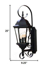 Three Light Matte Black Swing Arm Lantern Wall Light - Homeroots - Flyclothing LLC