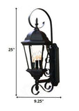 Three Light Matte Black Swing Arm Lantern Wall Light - Homeroots - Flyclothing LLC