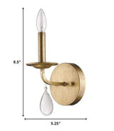 Light Gold Wall Sconce with Crystal Accent - Homeroots - Flyclothing LLC