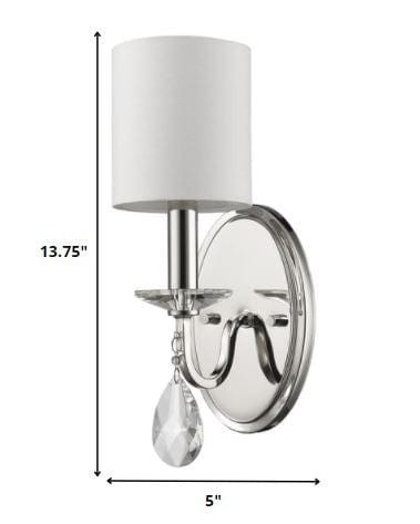Silver Three Light Wall Sconce with White Fabric Shade - Homeroots