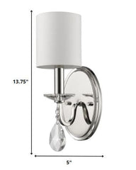 Silver Three Light Wall Sconce with White Fabric Shade - Homeroots