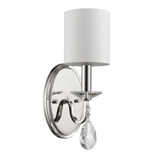 Silver Three Light Wall Sconce with White Fabric Shade - Homeroots