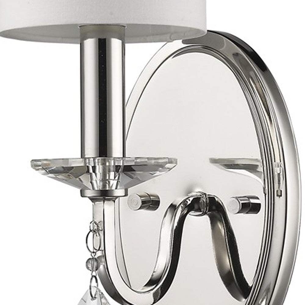 Silver Three Light Wall Sconce with White Fabric Shade - Homeroots - Flyclothing LLC