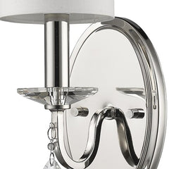 Silver Three Light Wall Sconce with White Fabric Shade - Homeroots