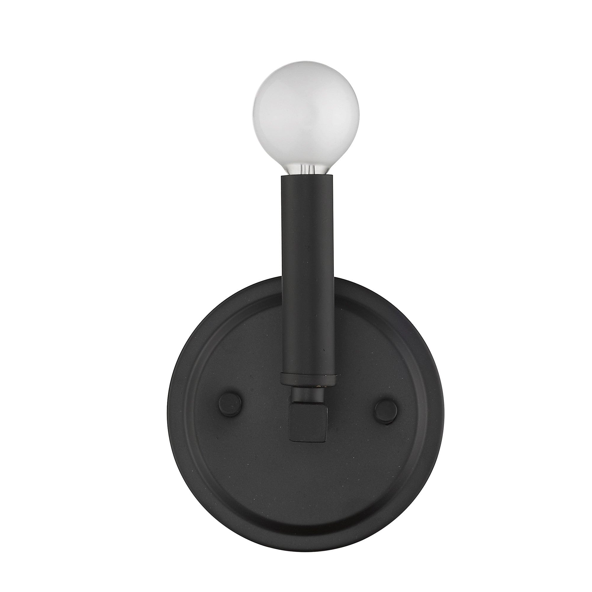 One Light Matte Black Wall Sconce - Homeroots