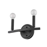 Two Light Matte Black Wall Sconce - Homeroots
