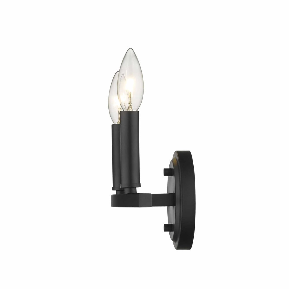 Two Light Matte Black Wall Sconce - Homeroots