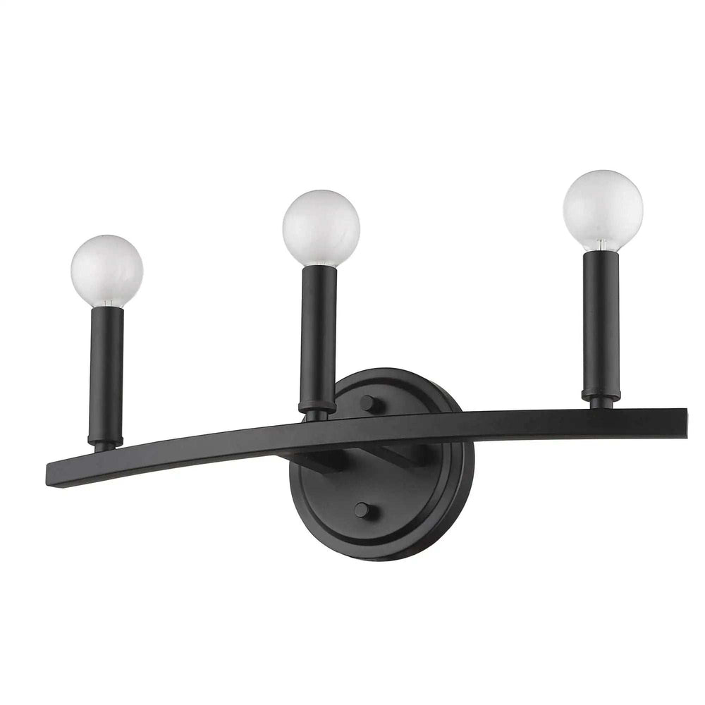Three Light Matte Black Wall Sconce - Homeroots - Flyclothing LLC
